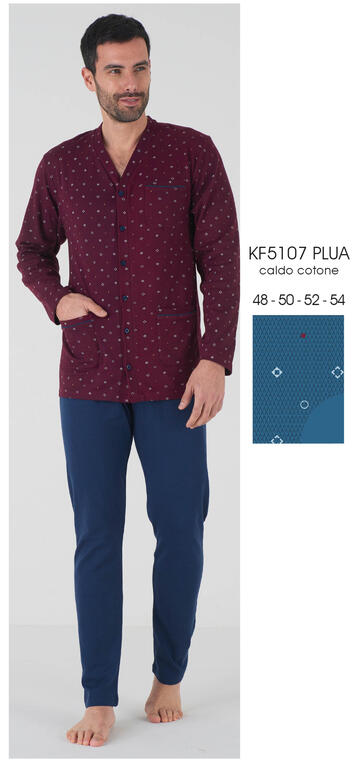 ART. KF5107 PLUA- pigiama uomo m/l aperto interlock kf5107 plua - Fratelli Parenti